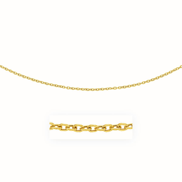 14k Yellow Gold Pendant Chain with Textured Links (3.30 mm)