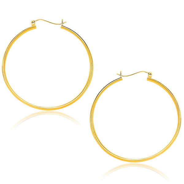 10k Yellow Gold Polished Hoop Earrings (1.5x40mm)