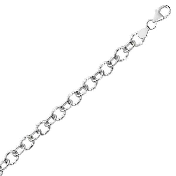 Sterling Silver Rhodium Plated Fancy Charm Bracelet (6.70 mm)