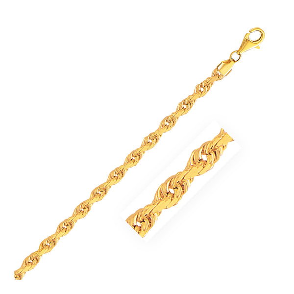 14k Yellow Gold Solid Diamond Cut Rope Chain (4.00 mm)