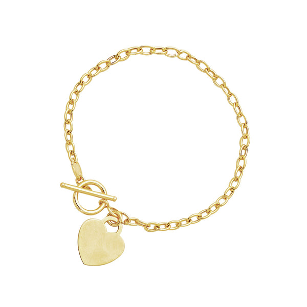 Toggle Bracelet with Heart Charm in 14k Yellow Gold (4.80 mm)