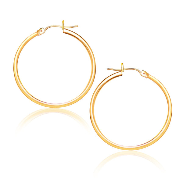 14k Yellow Gold Polished Hoop Earrings (1.5x25mm)