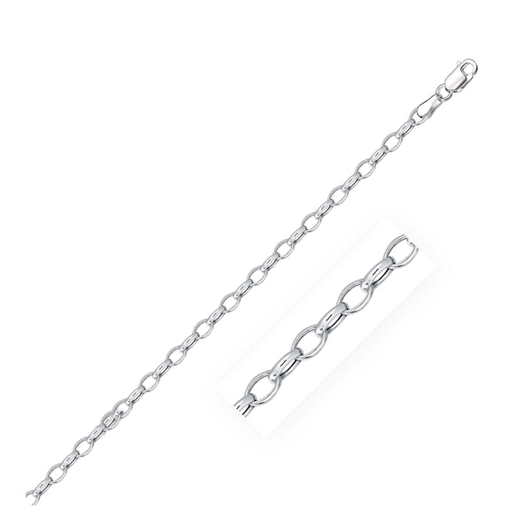 14k White Gold Oval Rolo Bracelet  (3.20 mm)