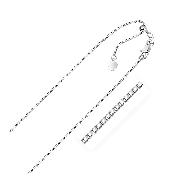 10k White Gold Adjustable Box Chain (0.85 mm)