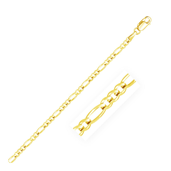 14k Yellow Gold Solid Figaro Chain (3.00 mm)