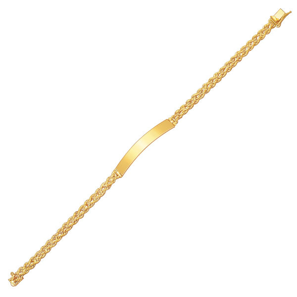 14k Yellow Gold ID Bracelet with Double Rope Chain (3.00 mm)