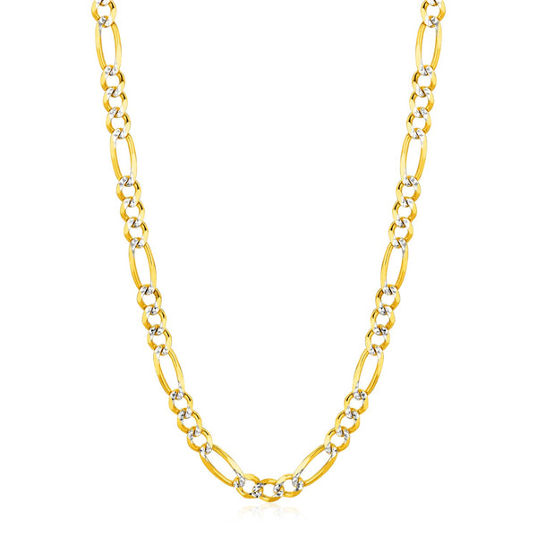 14K Yellow Gold Solid Pave Figaro Chain (5.90 mm)