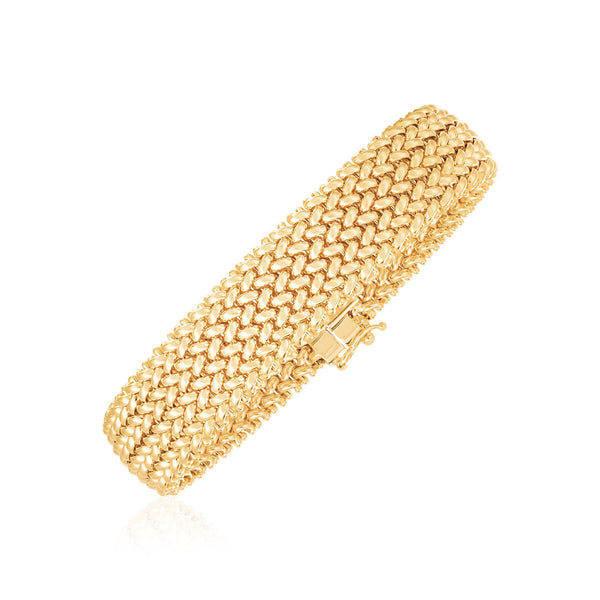 14k Yellow Gold High Polish Thick Braided Bracelet  (14.50 mm)