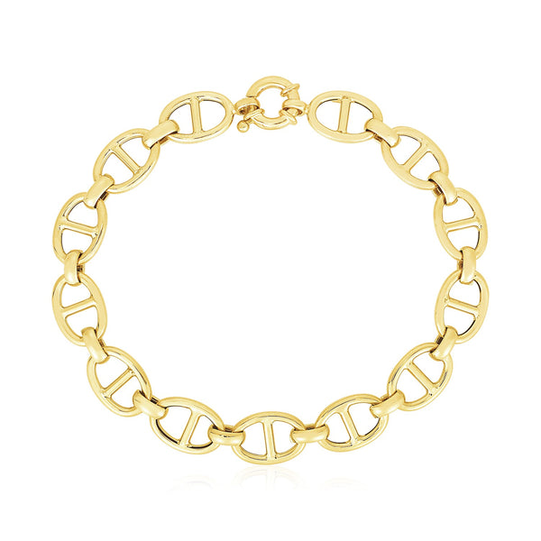 14k Yellow Gold High Polish Mariner Link Bracelet  (8.80 mm)