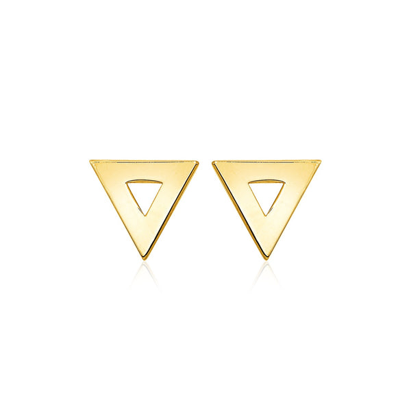 14k Yellow Gold Polished Open Triangle Post Earrings