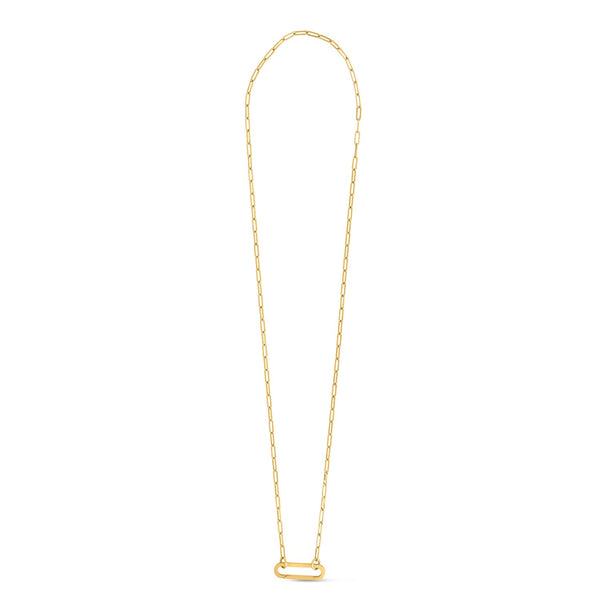 14k Yellow Gold Elongated Link Paperclip Necklace