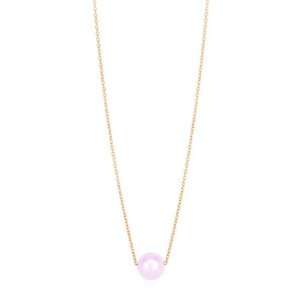 14k Rose Gold Pearl Solitaire Necklace