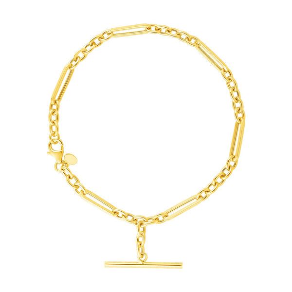 14k Yellow Gold 7 1/5 inch Alternating Oval and Round Chain Bracelet with Toggle (3.90 mm)