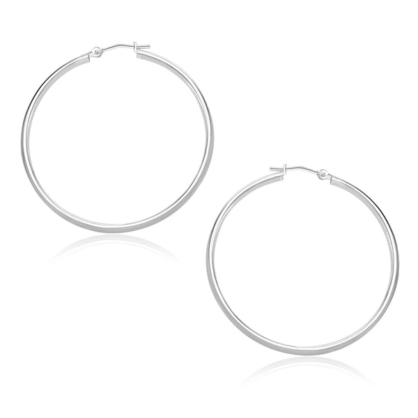 10k White Gold Polished Hoop Earrings (1.5x30mm)