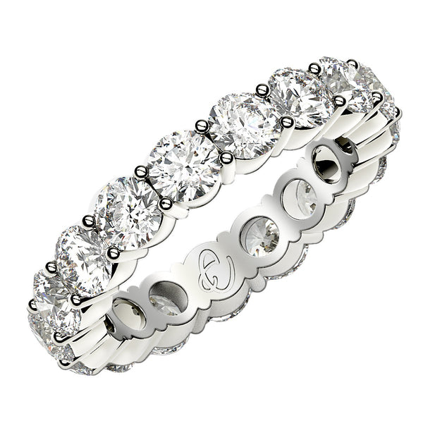 Round Cut Lab Grown Diamond Eternity Ring in 14k White Gold (3 cttw FG/VS2)