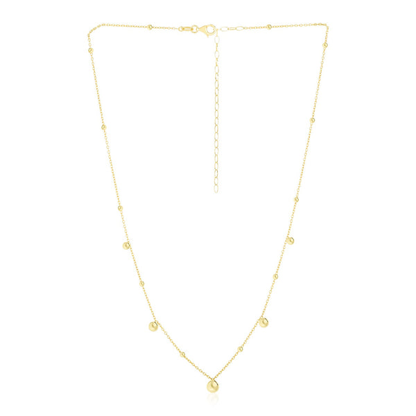 14k Yellow Gold High Polish Beaded Stations Necklace