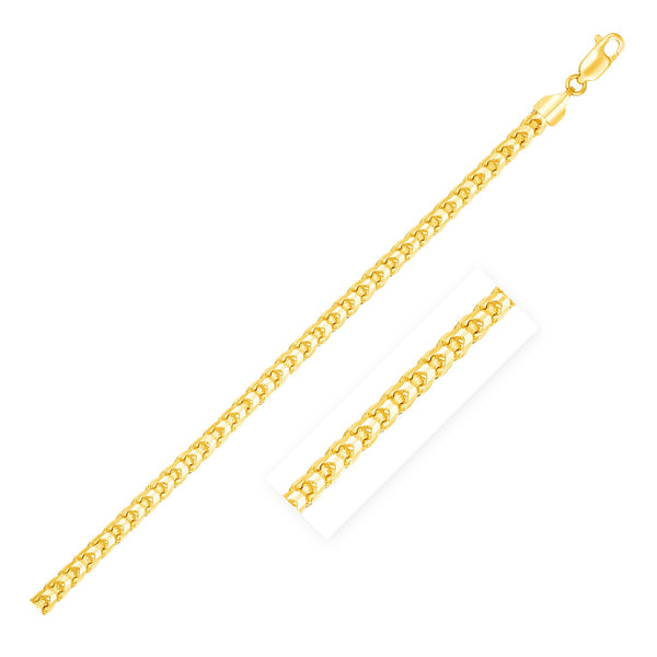 14k Yellow Gold Solid Diamond Cut Round Franco Bracelet (4.60 mm)