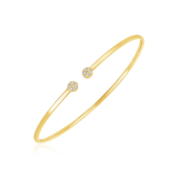 14k Yellow Gold High Polish Diamond Cluster Bangle (2.00 mm)