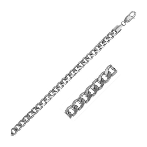 14k White Gold Miami Cuban Semi Solid Chain (5.50 mm)