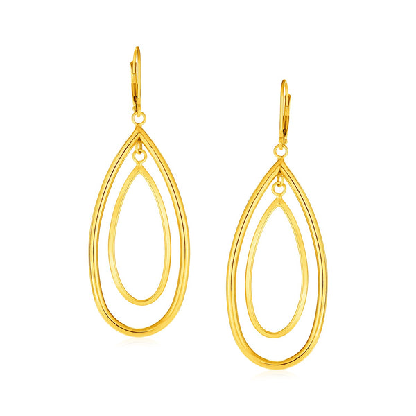 14k Yellow Gold Earrings with Teardrop Dangles