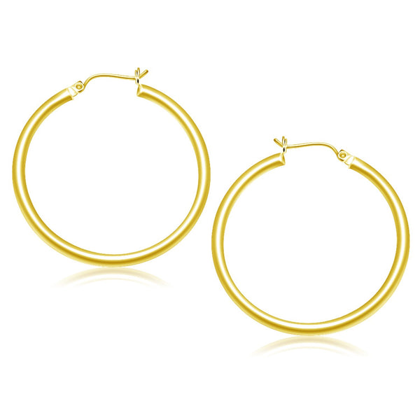 10k Yellow Gold Polished Hoop Earrings (3x40mm)