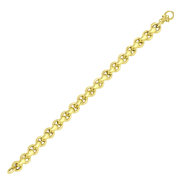 14k Yellow Gold Rolo Design Shiny Bracelet (9.75 mm)