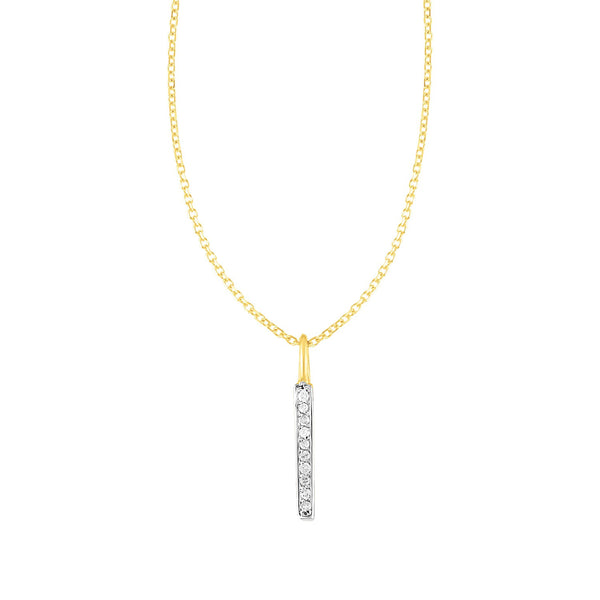 14k Yellow Gold Bar Pendant with Diamonds