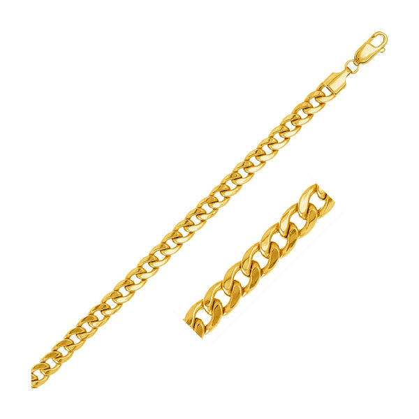 14k Yellow Gold Miami Cuban Semi Solid Chain (5.50 mm)