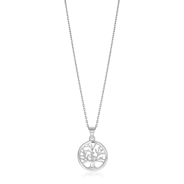 Sterling Silver inch Round Tree of Life Necklace