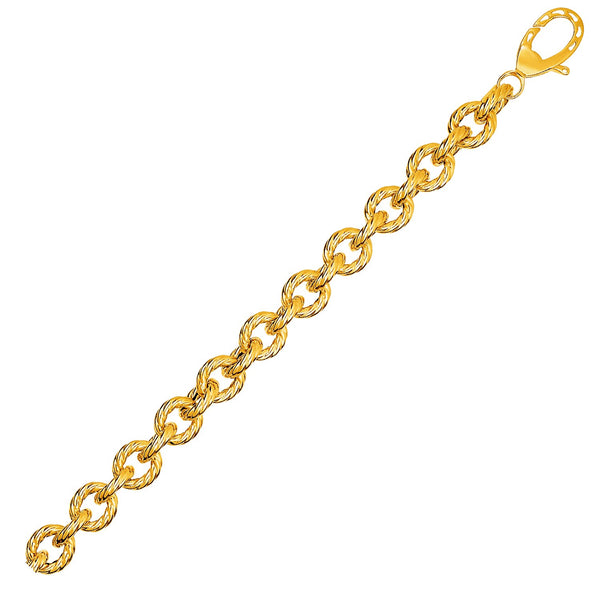 Textured Oval Link Bracelet in 14k Yellow Gold  (8.70 mm)