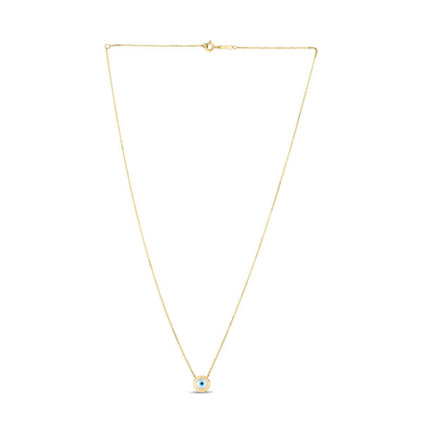 14k Yellow Gold MOP Evil Eye Necklace