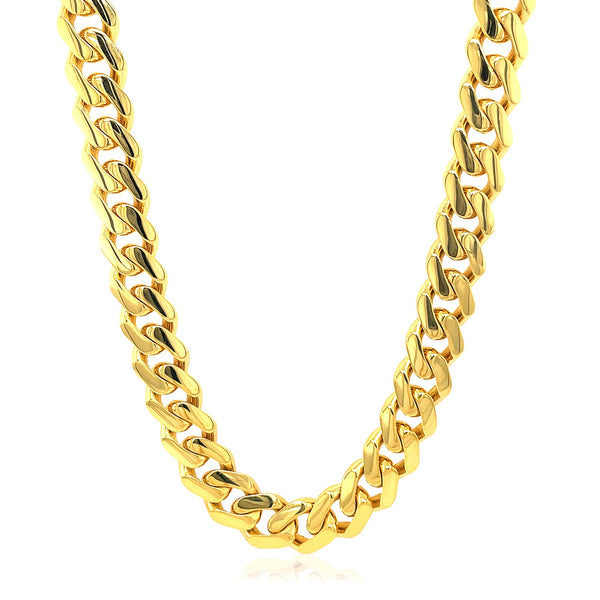 14k Yellow Gold Polished Miami Cuban Chain Necklace