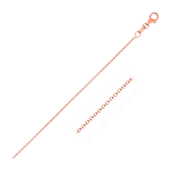 14k Pink Gold Round Cable Link Chain (1.10 mm)