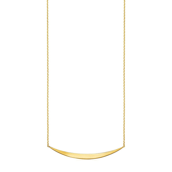 14k Yellow Gold Necklace with Polished Curved Bar Pendant