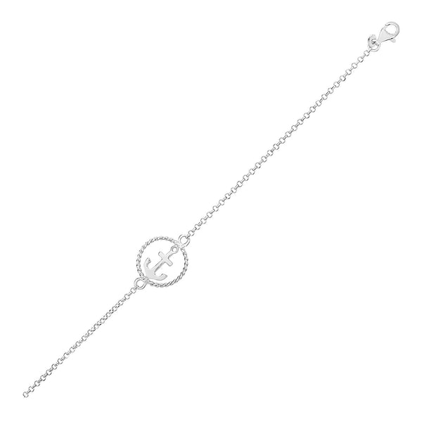 Sterling Silver Bracelet with Anchor (1.80 mm)